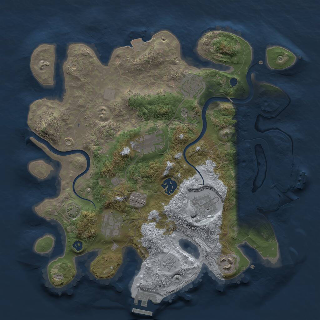 Rust Map: Procedural Map, Size: 3200, Seed: 666, 13 Monuments