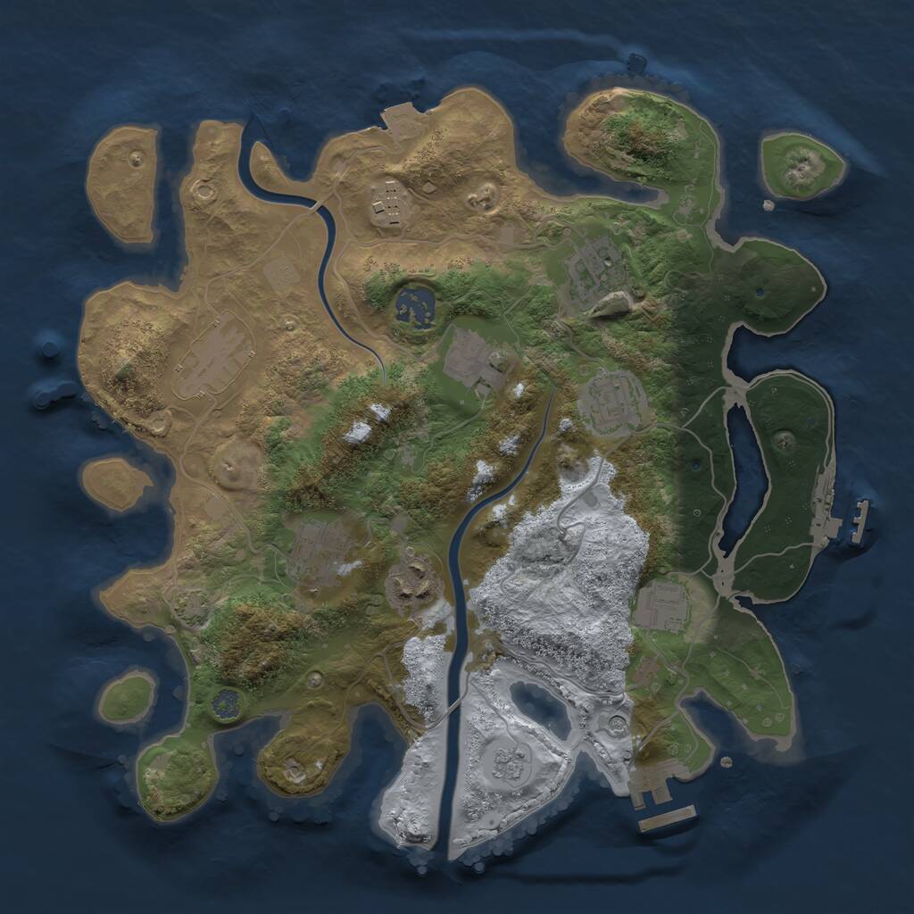 Rust Map: Procedural Map, Size: 3200, Seed: 666, 16 Monuments