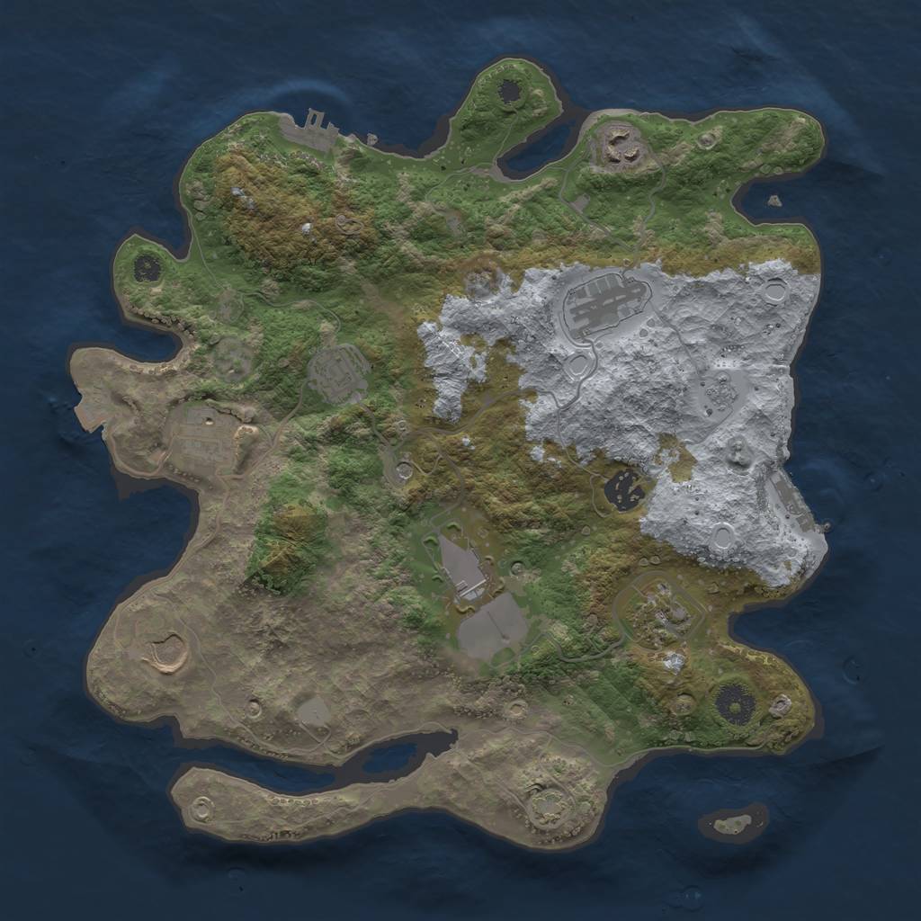 Rust Map: Procedural Map, Size: 3500, Seed: 43195215, 16 Monuments