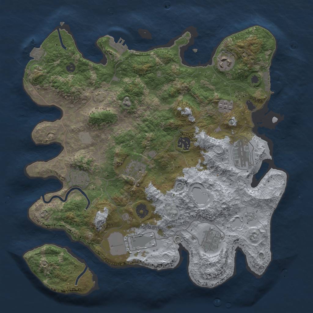 Rust Map: Procedural Map, Size: 3500, Seed: 490894584, 16 Monuments
