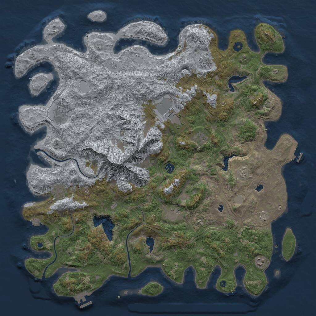 Rust Map: Procedural Map, Size: 5000, Seed: 53218, 15 Monuments