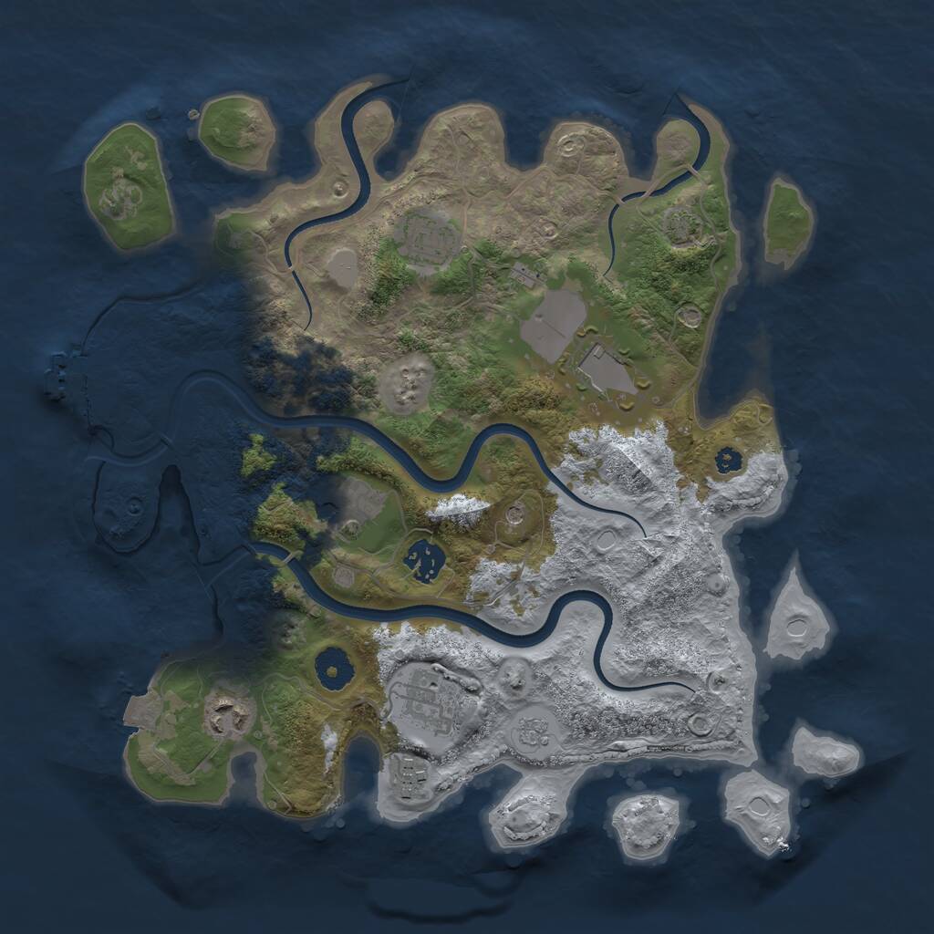 Rust Map: Procedural Map, Size: 3500, Seed: 202321329, 12 Monuments