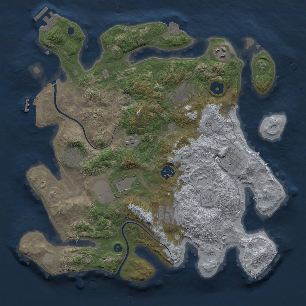 Rust Map: Procedural Map, Size: 3500, Seed: 2387, 14 Monuments