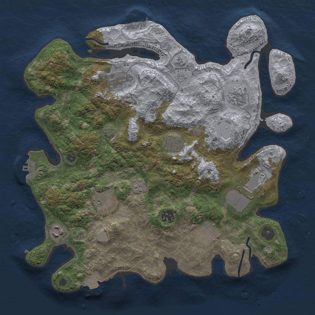 Rust Map: Procedural Map, Size: 3600, Seed: 7414, 17 Monuments