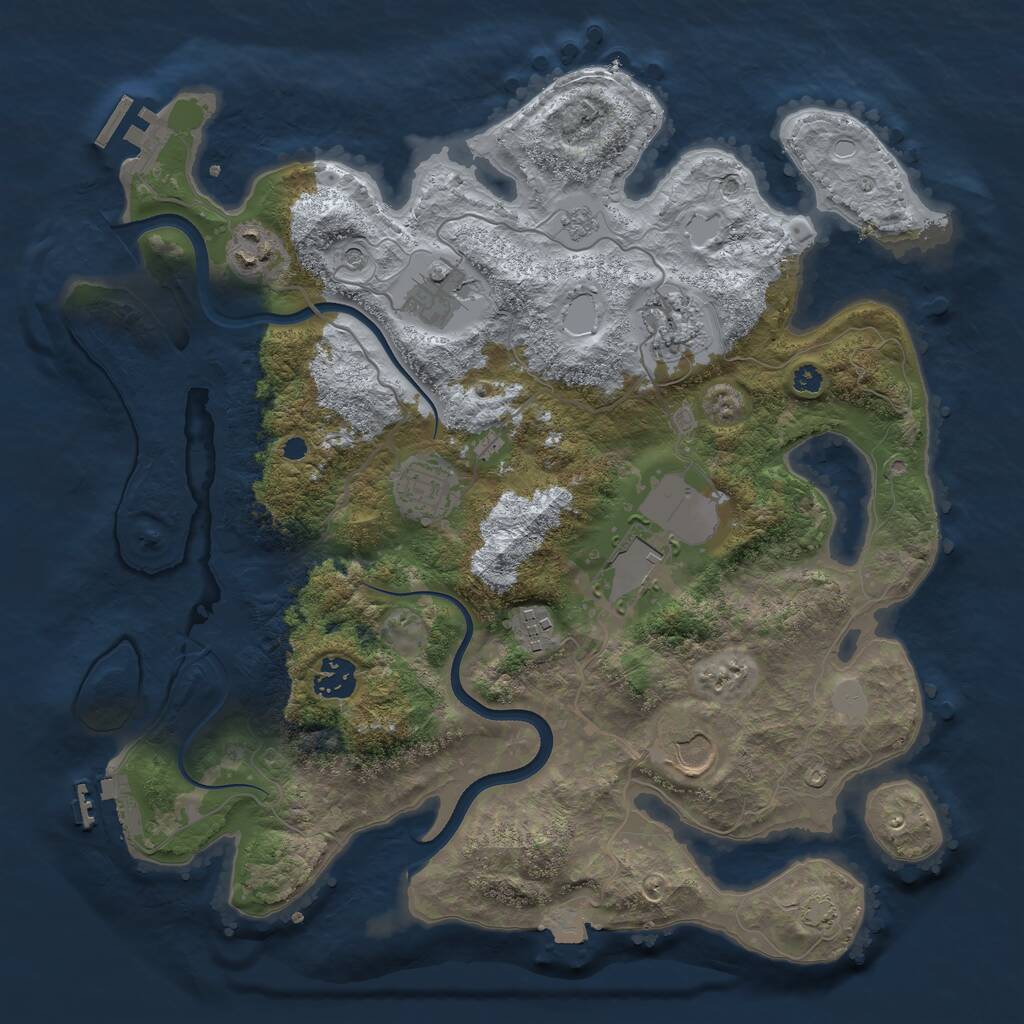 Rust Map: Procedural Map, Size: 3600, Seed: 4124, 14 Monuments