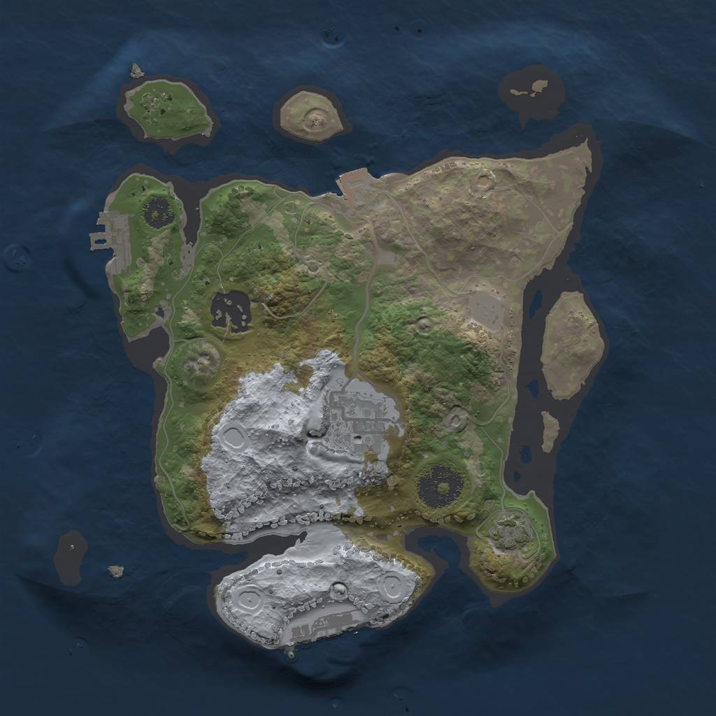 Rust Map: Procedural Map, Size: 2500, Seed: 1329237444, 8 Monuments