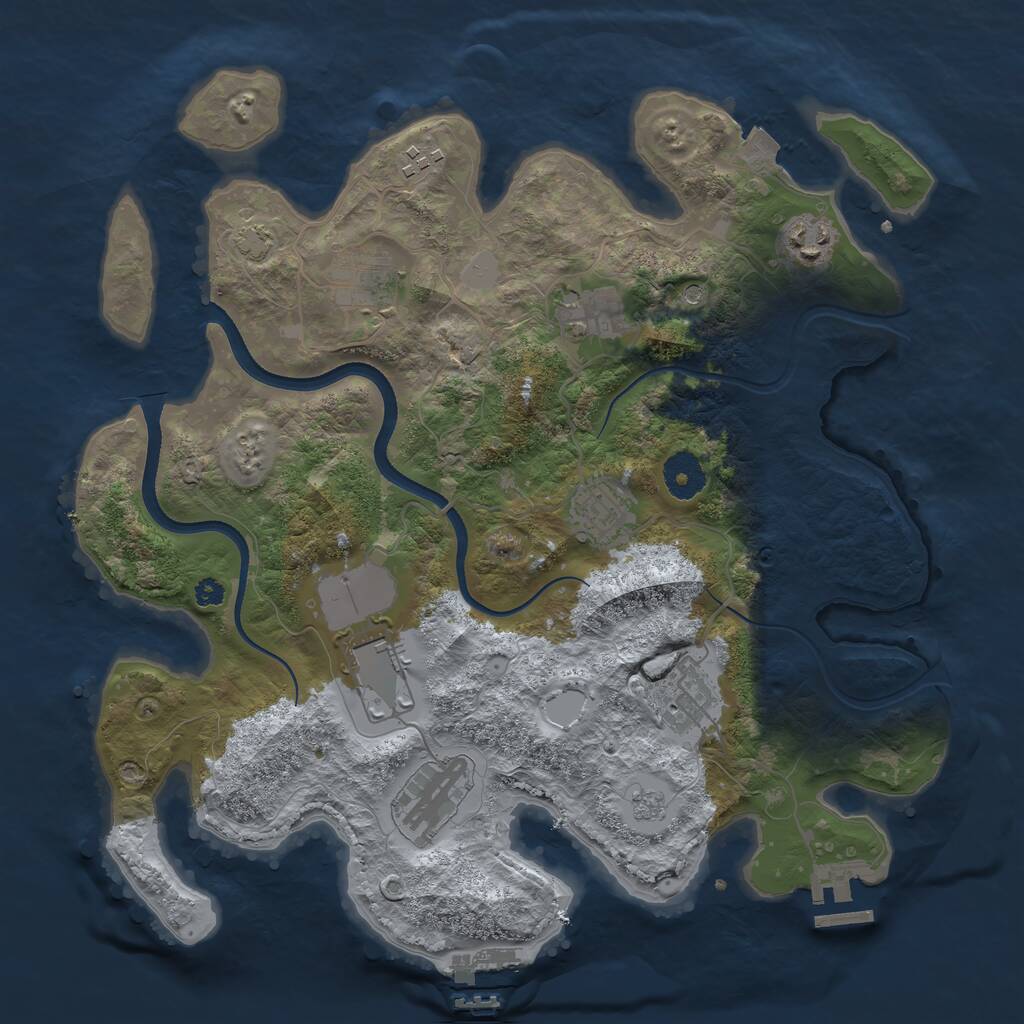 Rust Map: Procedural Map, Size: 3500, Seed: 940014621, 14 Monuments