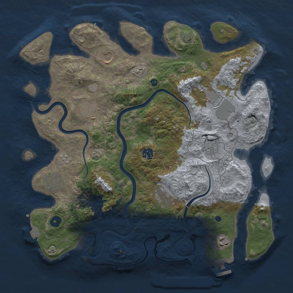 Rust Map: Procedural Map, Size: 3950, Seed: 69287709, 14 Monuments