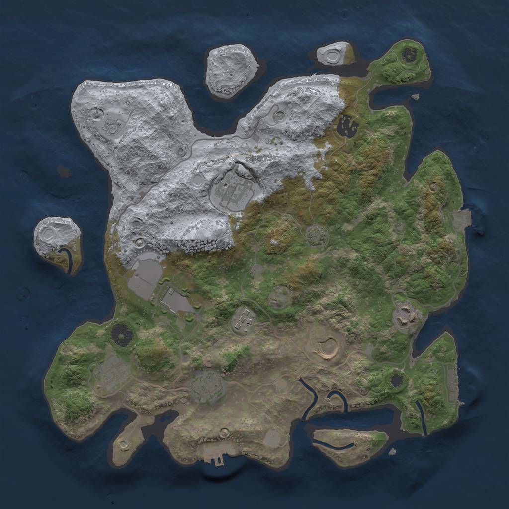 Rust Map: Procedural Map, Size: 3500, Seed: 1044980611, 16 Monuments