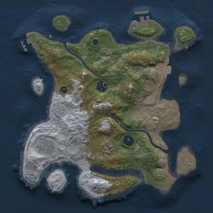 Thumbnail Rust Map: Procedural Map, Size: 3000, Seed: 2040442226, 9 Monuments