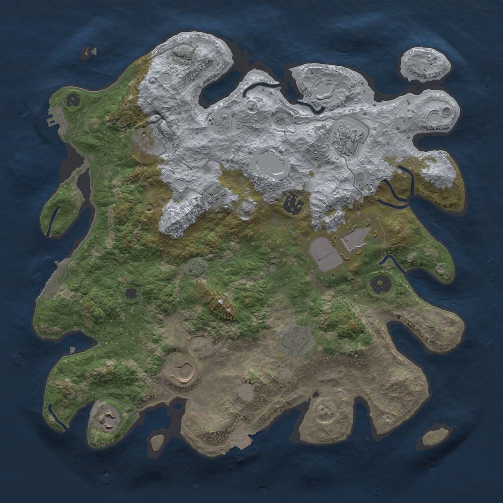 Rust Map: Procedural Map, Size: 3800, Seed: 13072, 16 Monuments