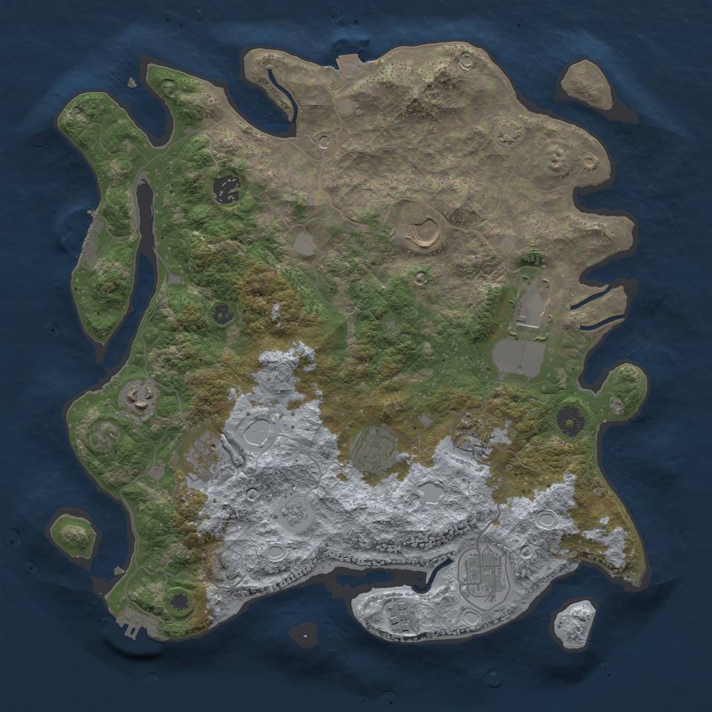 Rust Map: Procedural Map, Size: 3700, Seed: 813612541, 17 Monuments