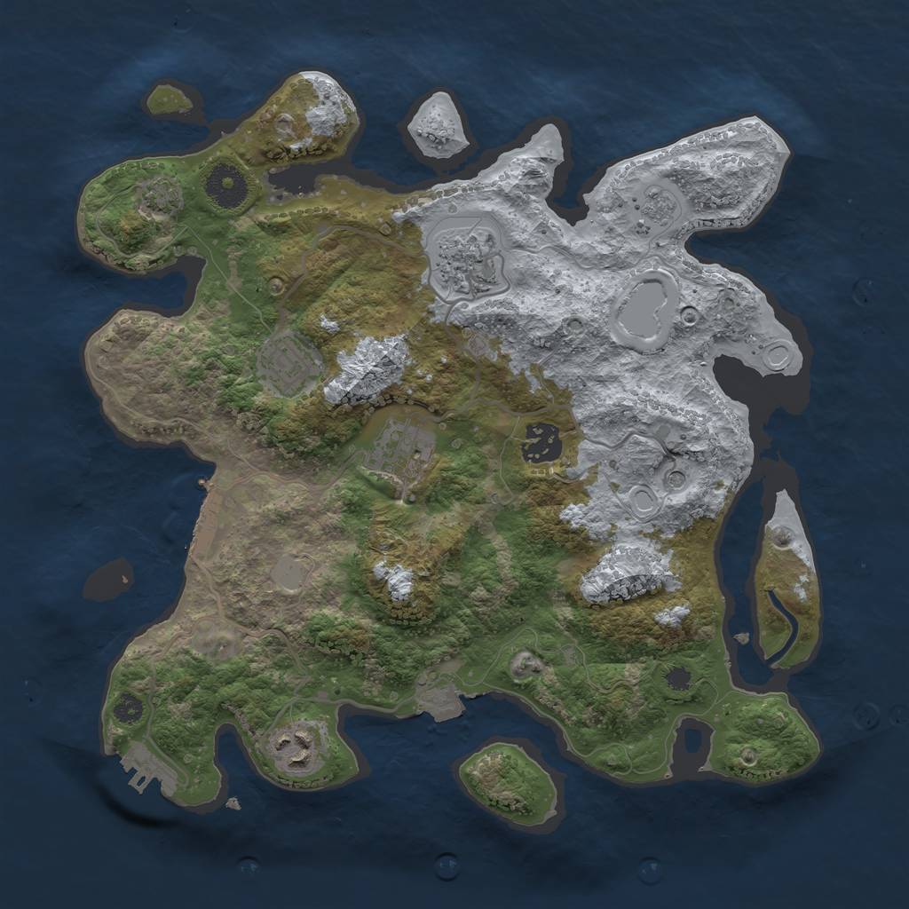 Rust Map: Procedural Map, Size: 3250, Seed: 106975829, 13 Monuments