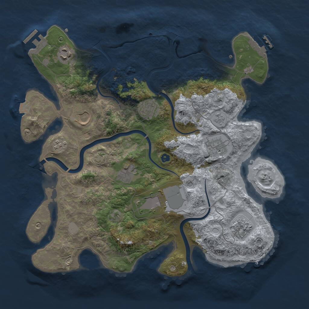 Rust Map: Procedural Map, Size: 3500, Seed: 2111908396, 14 Monuments