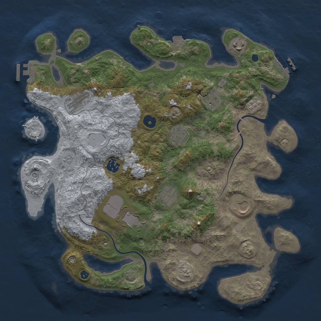 Rust Map: Procedural Map, Size: 3800, Seed: 83788237, 15 Monuments