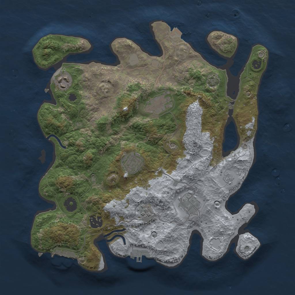 Rust Map: Procedural Map, Size: 3300, Seed: 433319359, 14 Monuments