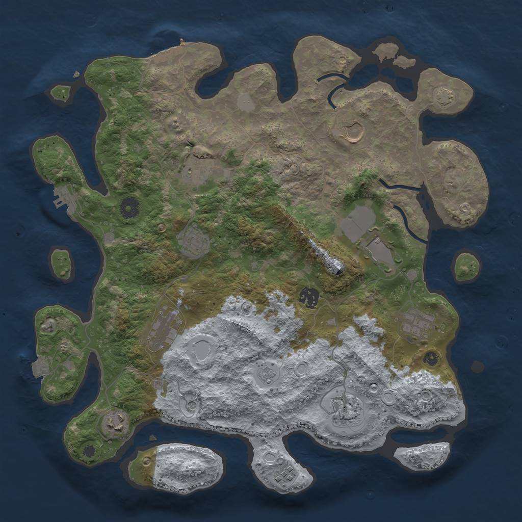 Rust Map: Procedural Map, Size: 3800, Seed: 47059001, 18 Monuments