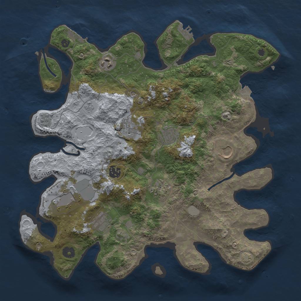 Rust Map: Procedural Map, Size: 3700, Seed: 35334588, 17 Monuments
