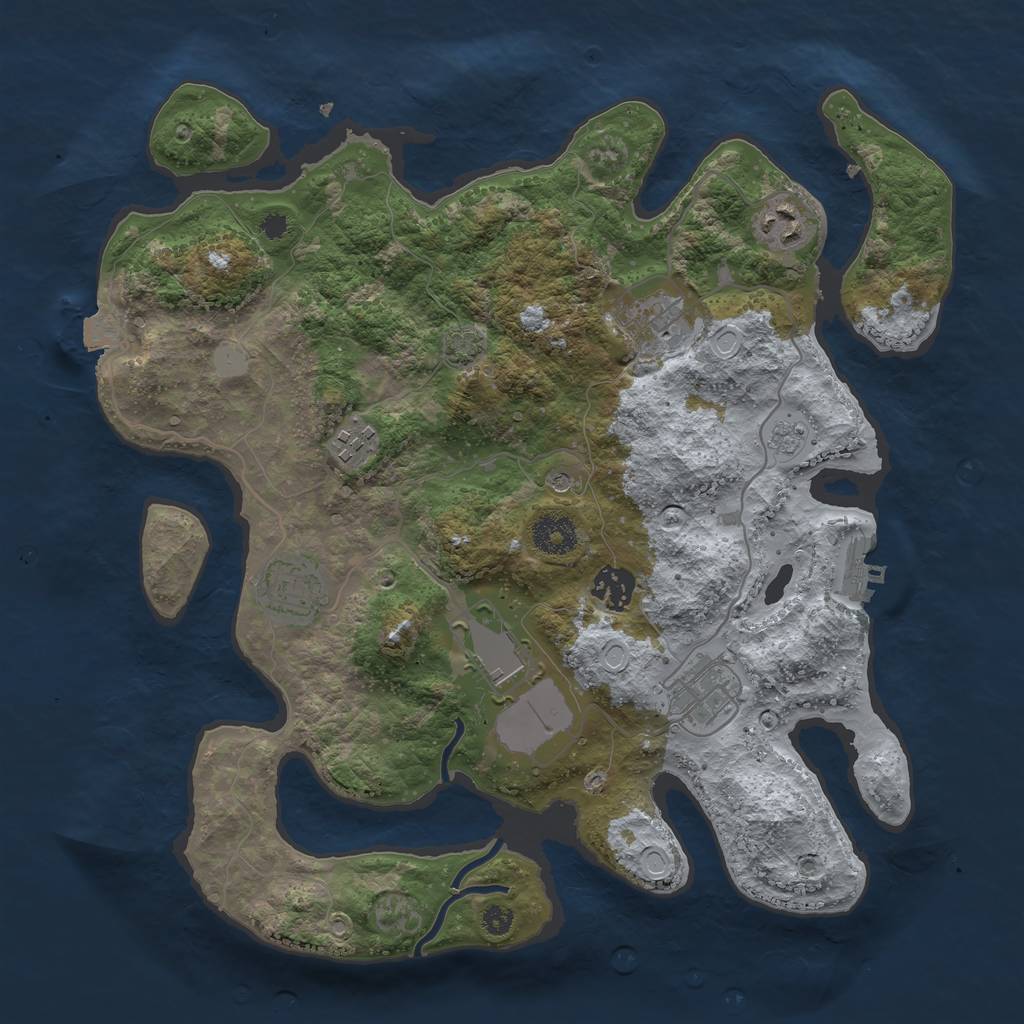 Rust Map: Procedural Map, Size: 3500, Seed: 1247830, 14 Monuments