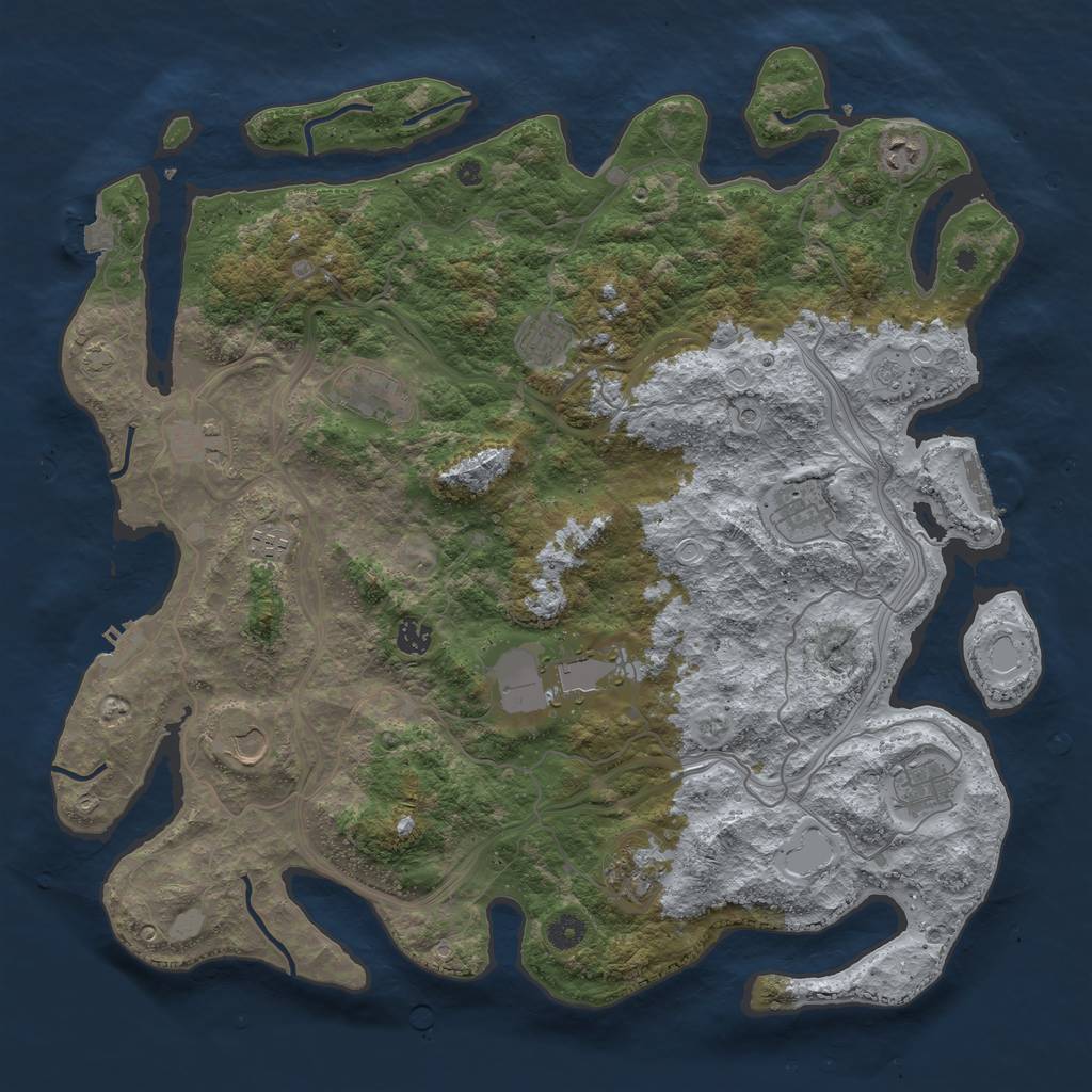 Rust Map: Procedural Map, Size: 4500, Seed: 1434565186, 19 Monuments