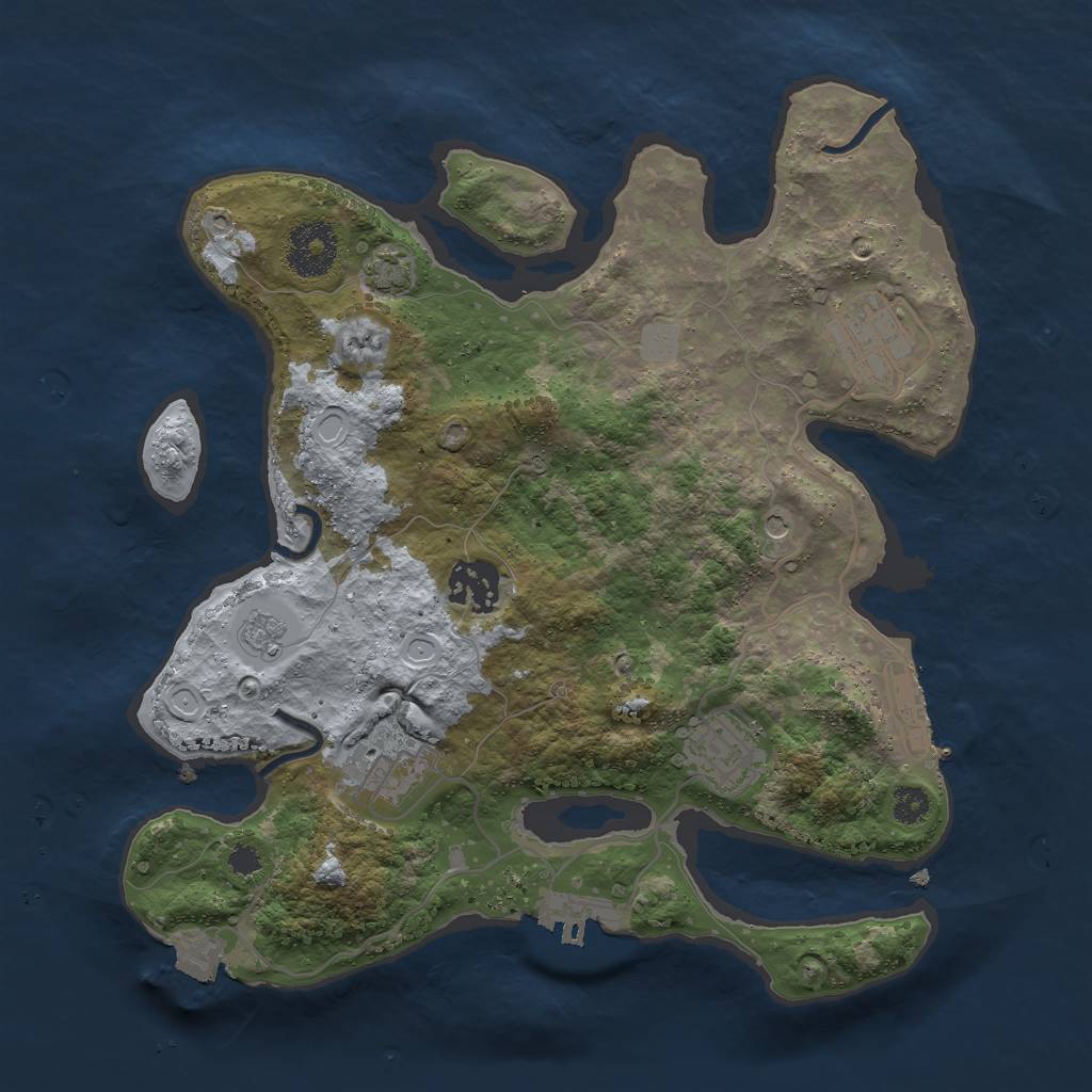 Rust Map: Procedural Map, Size: 3000, Seed: 6975410, 12 Monuments