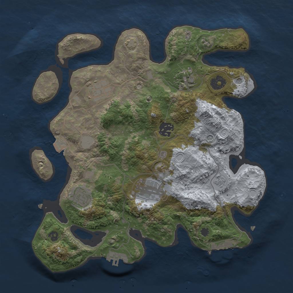 Rust Map: Procedural Map, Size: 3000, Seed: 704568158, 13 Monuments