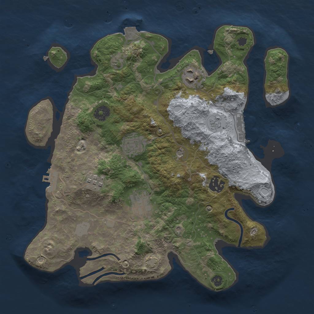 Rust Map: Procedural Map, Size: 3000, Seed: 1783078164, 13 Monuments
