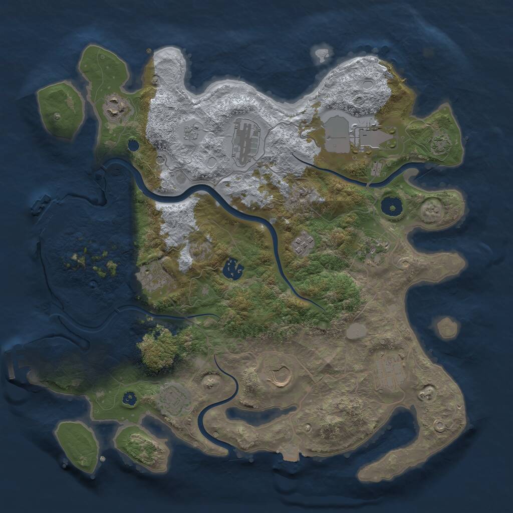 Rust Map: Procedural Map, Size: 3700, Seed: 14804451, 16 Monuments