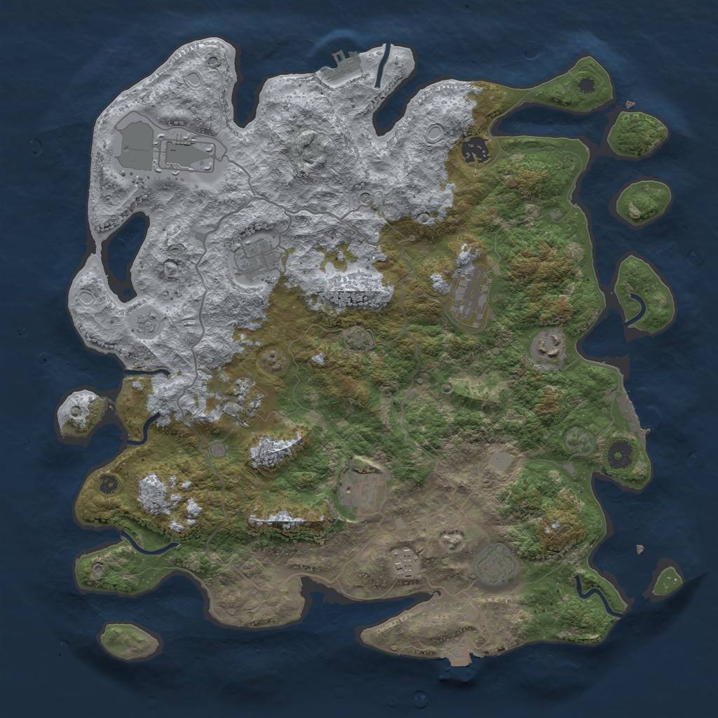 Rust Map: Procedural Map, Size: 4000, Seed: 4701866, 17 Monuments