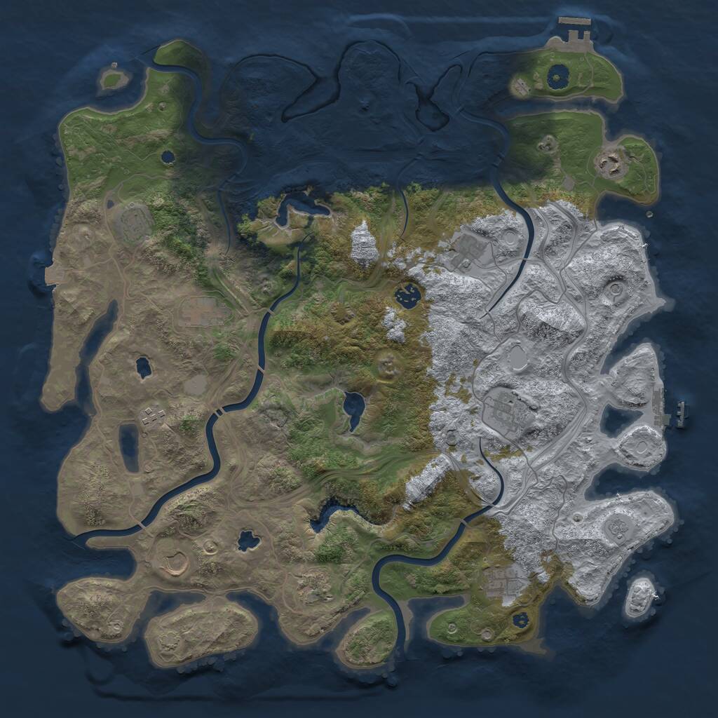 Rust Map: Procedural Map, Size: 4500, Seed: 264787210, 16 Monuments