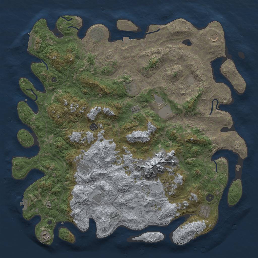 Rust Map: Procedural Map, Size: 5000, Seed: 21154419, 19 Monuments