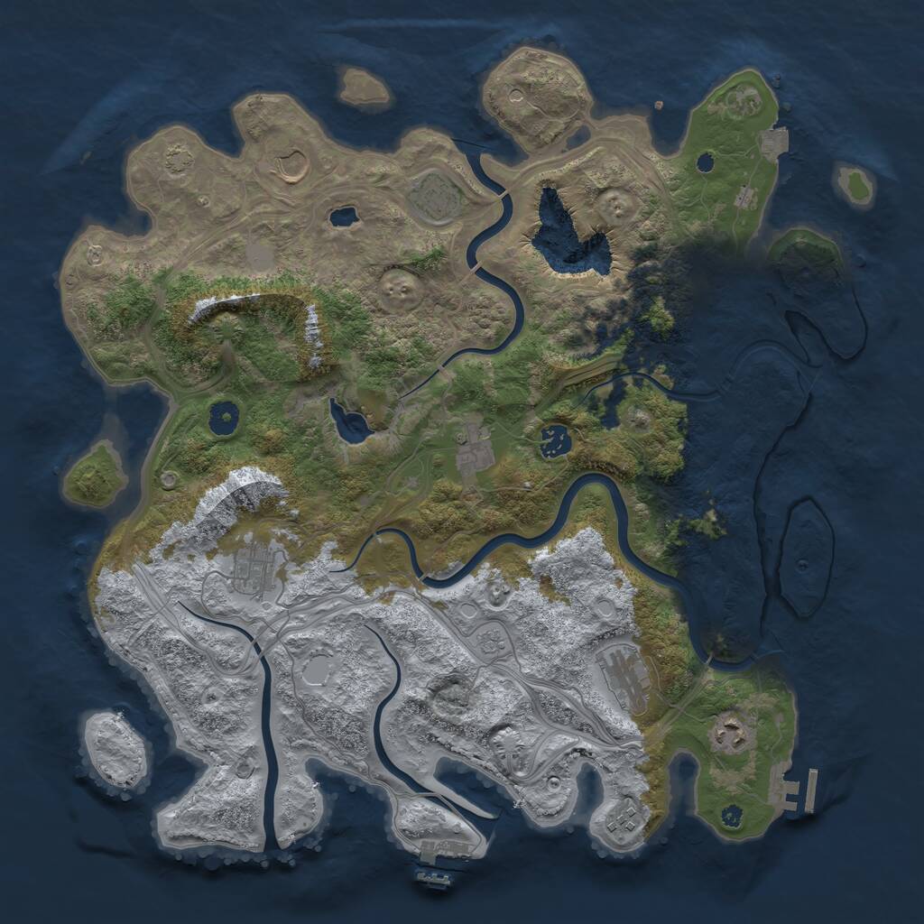 Rust Map: Procedural Map, Size: 4250, Seed: 16592374, 14 Monuments