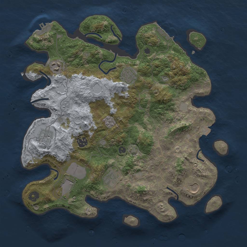 Rust Map: Procedural Map, Size: 3500, Seed: 433, 16 Monuments