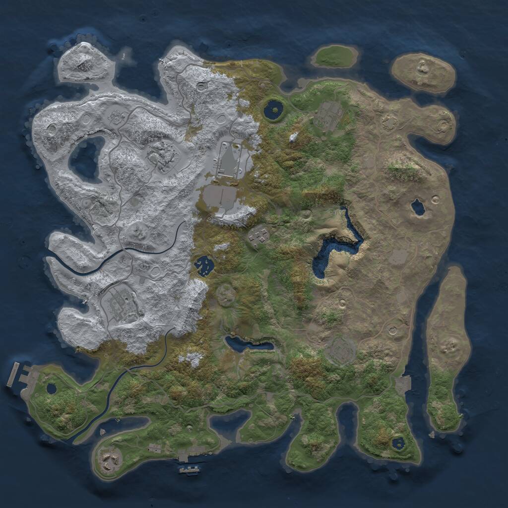 Rust Map: Procedural Map, Size: 4000, Seed: 1363531074, 14 Monuments
