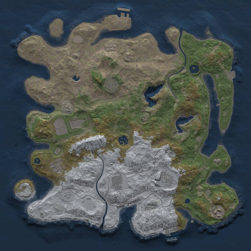 Rust Map: Procedural Map, Size: 4000, Seed: 395839085, 14 Monuments