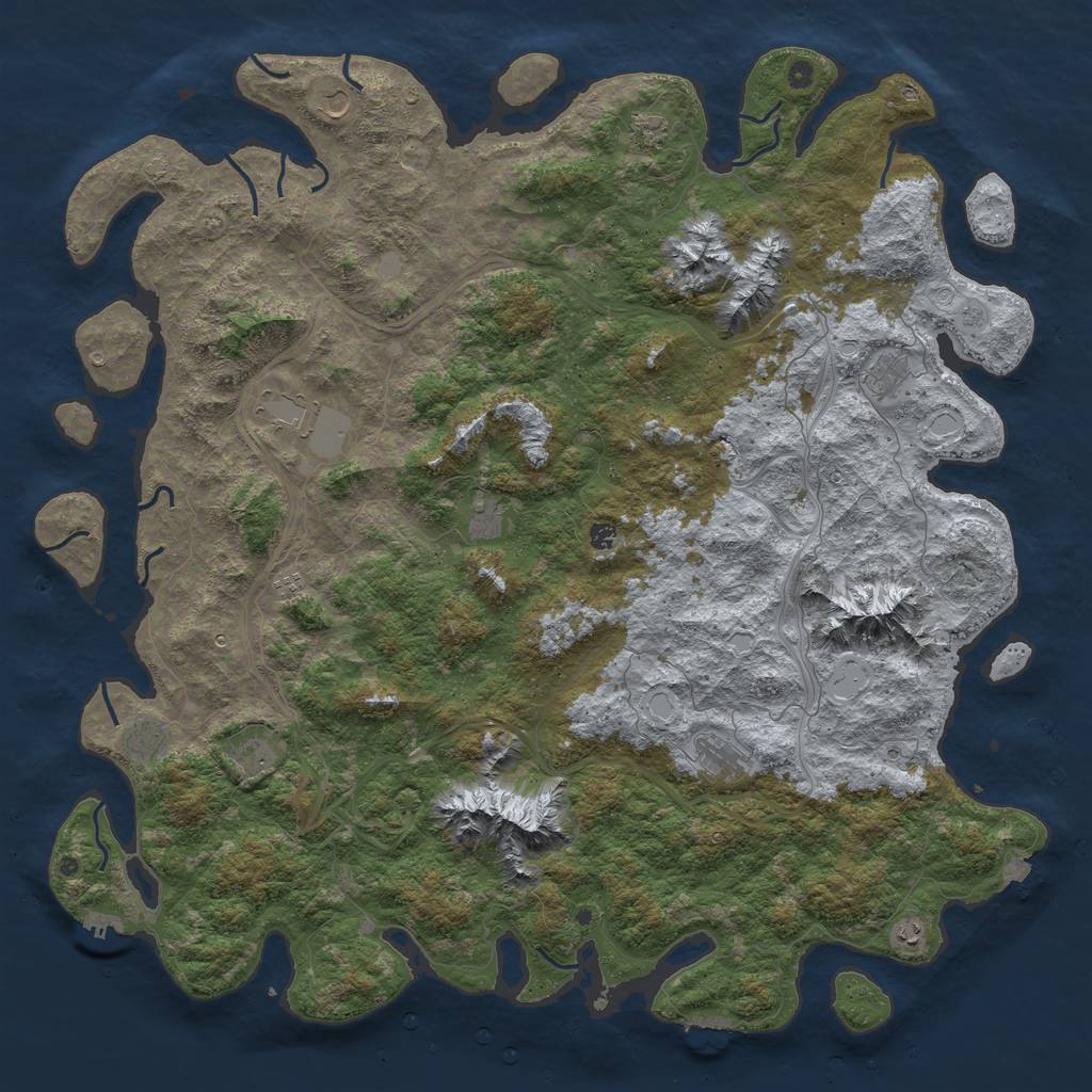 Rust Map: Procedural Map, Size: 6000, Seed: 994966, 19 Monuments