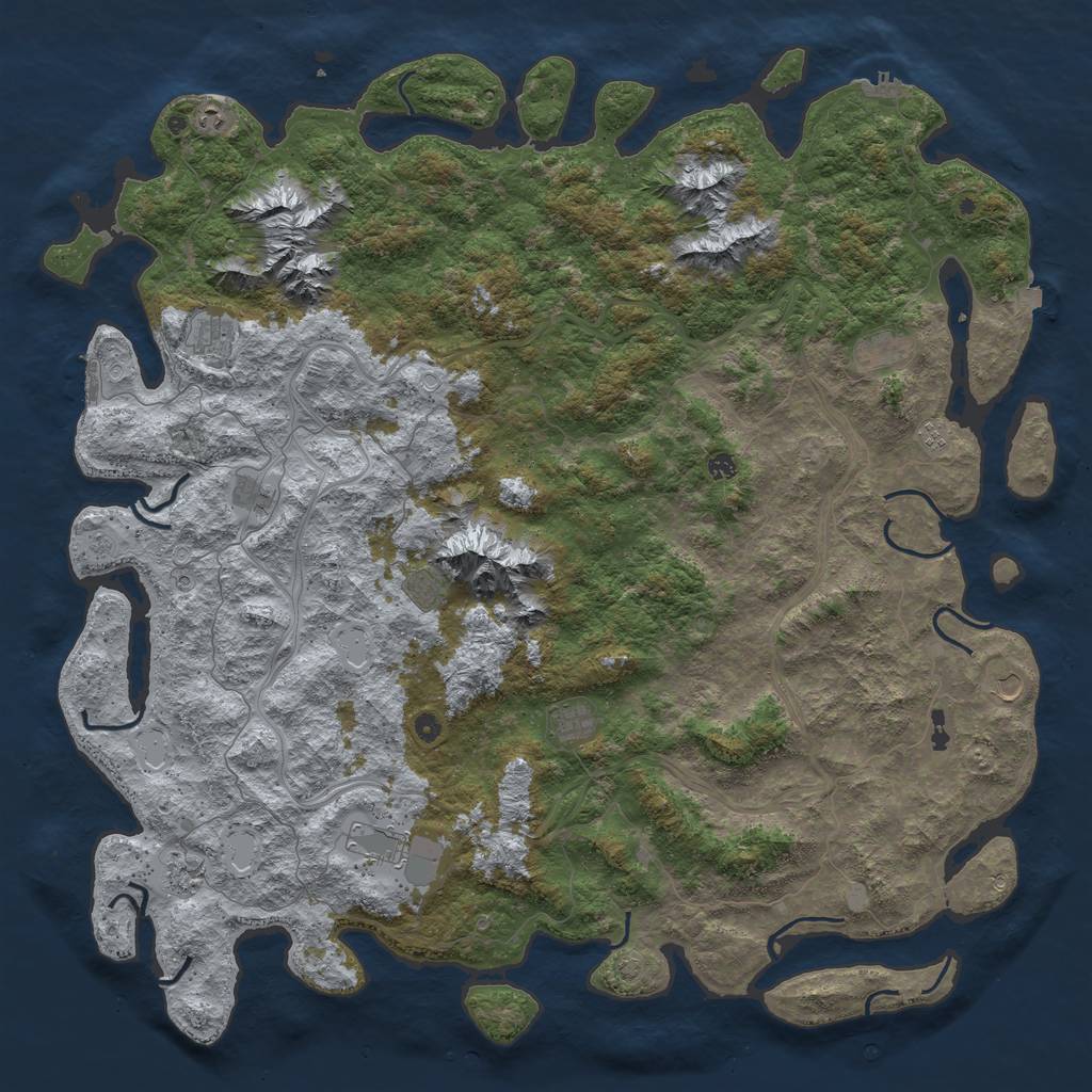 Rust Map: Procedural Map, Size: 6000, Seed: 1994557033, 19 Monuments