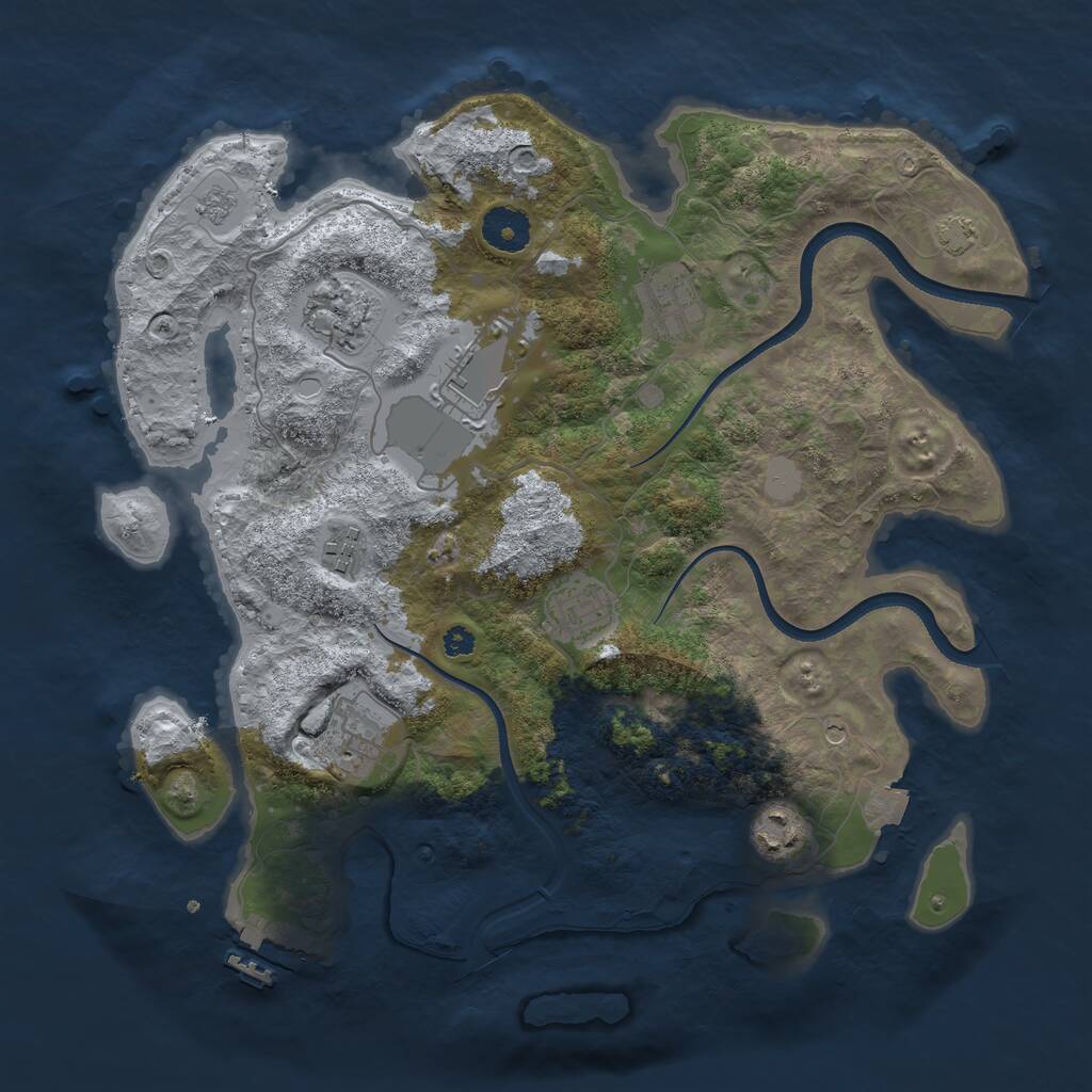 Rust Map: Procedural Map, Size: 3500, Seed: 443, 12 Monuments