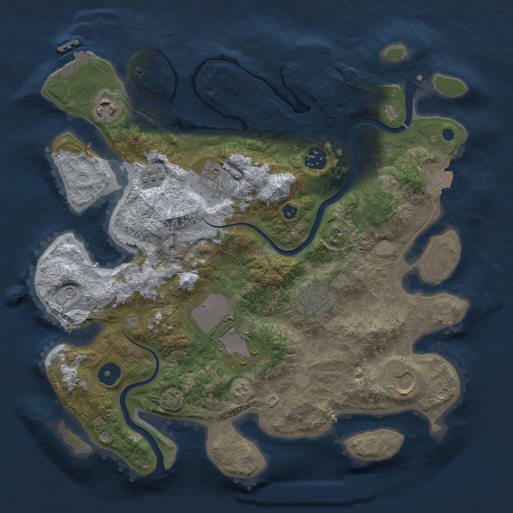 Rust Map: Procedural Map, Size: 3500, Seed: 879820447, 12 Monuments