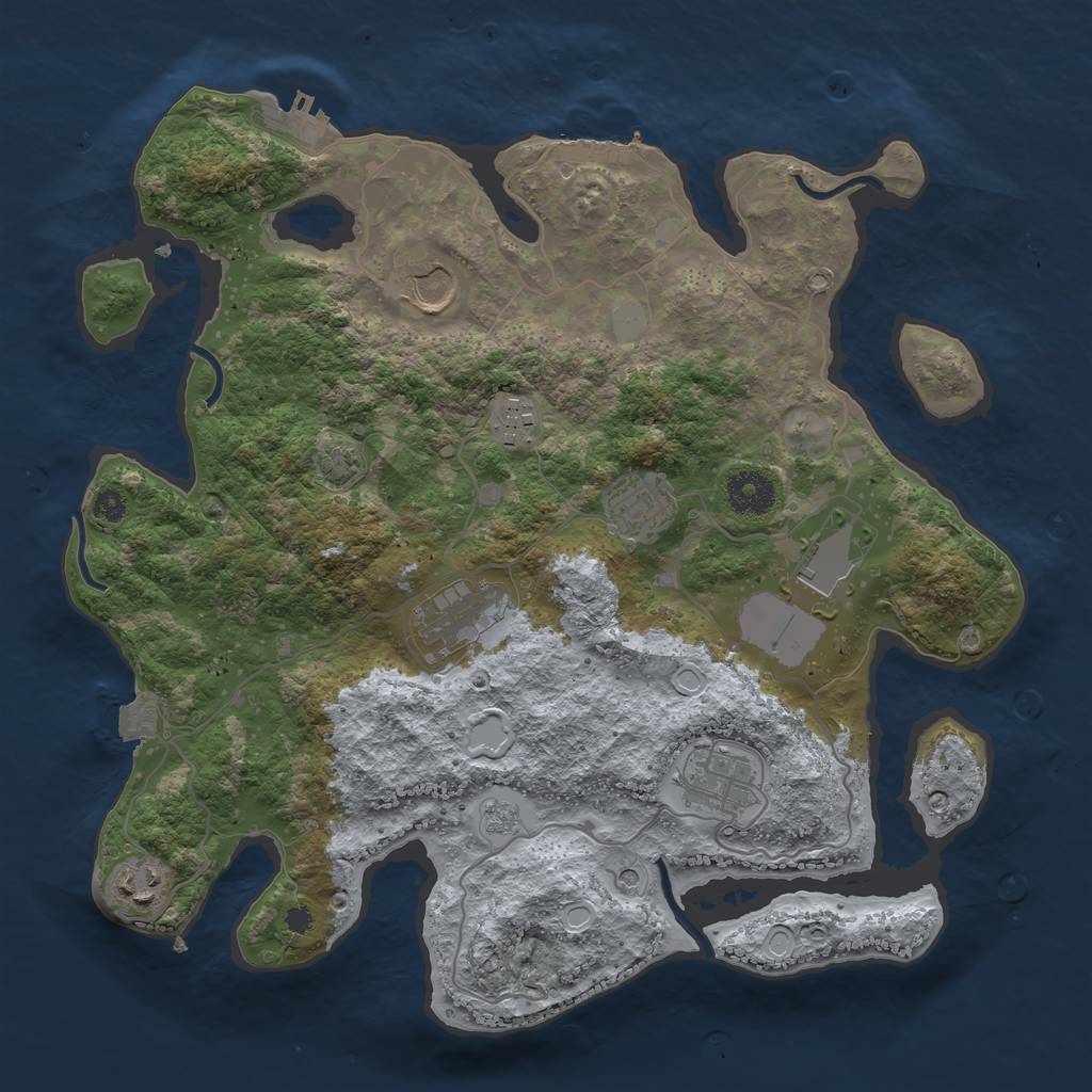 Rust Map: Procedural Map, Size: 3500, Seed: 847657751, 15 Monuments
