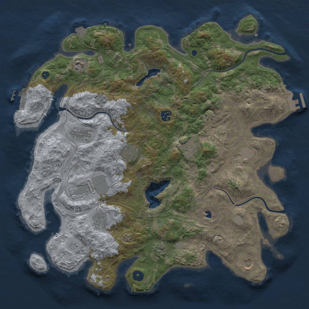 Rust Map: Procedural Map, Size: 4250, Seed: 1333237449, 17 Monuments