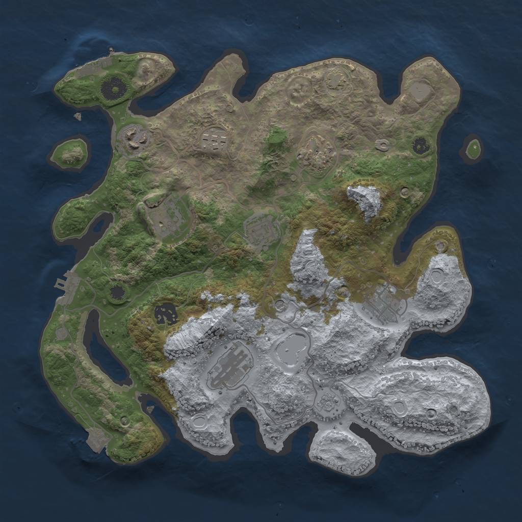 Rust Map: Procedural Map, Size: 3300, Seed: 1675061053, 16 Monuments