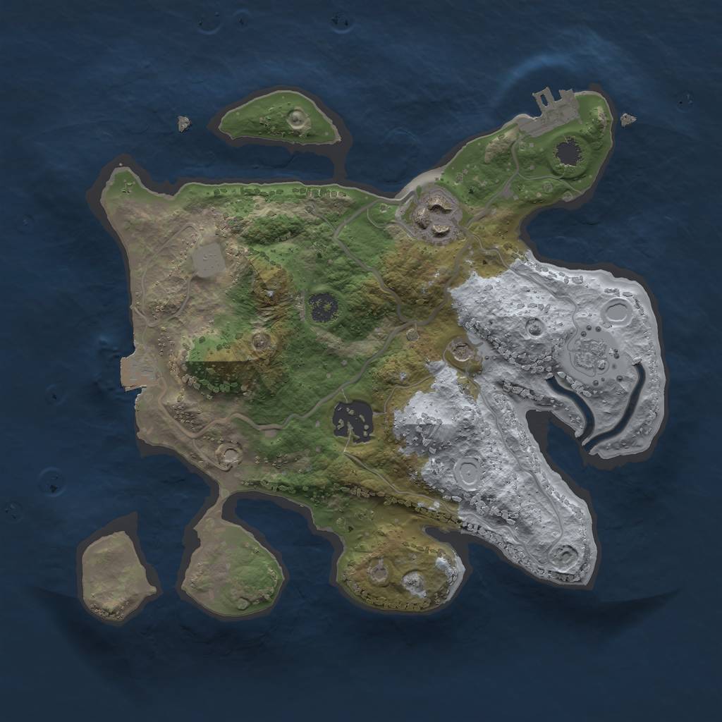Rust Map: Procedural Map, Size: 2500, Seed: 17969, 8 Monuments