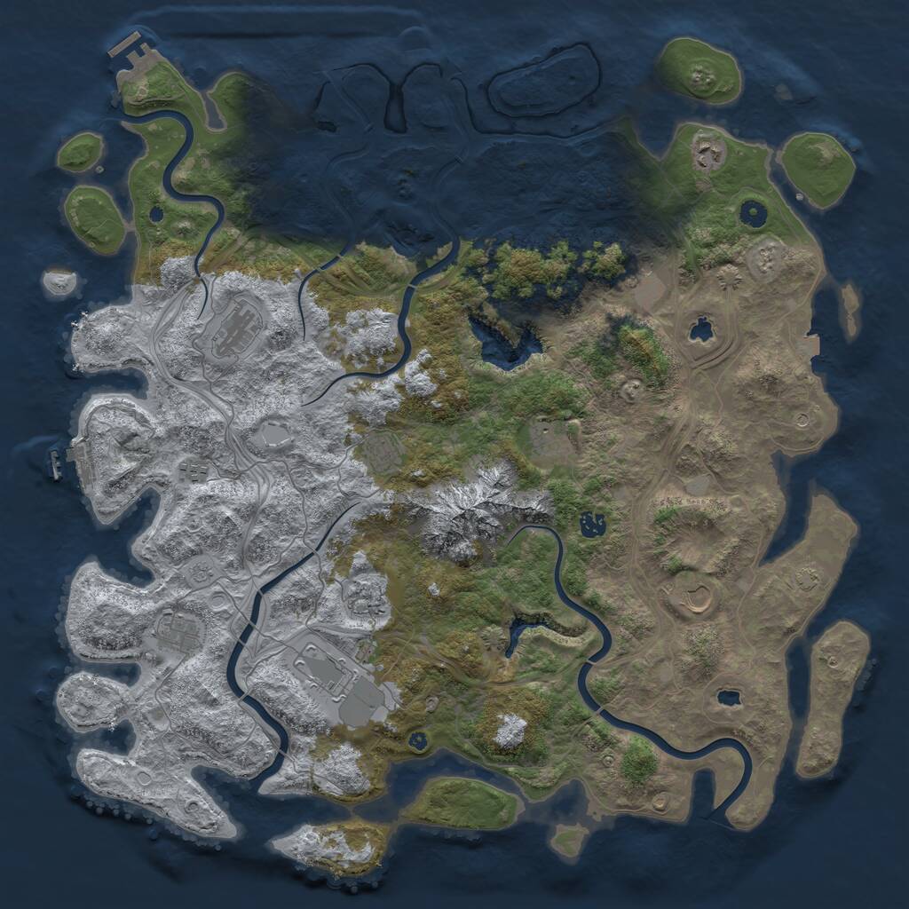 Rust Map: Procedural Map, Size: 5000, Seed: 8702451, 17 Monuments