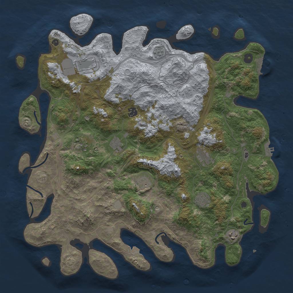 Rust Map: Procedural Map, Size: 4500, Seed: 620277165, 17 Monuments
