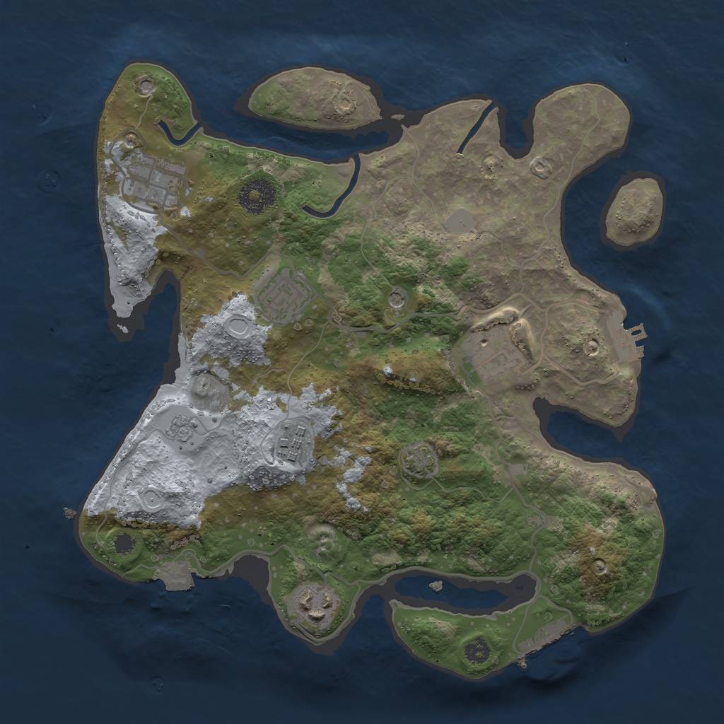 Rust Map: Procedural Map, Size: 3000, Seed: 18764, 13 Monuments