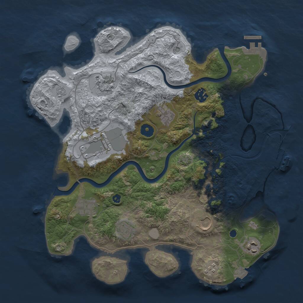 Rust Map: Procedural Map, Size: 3500, Seed: 1056540600, 15 Monuments