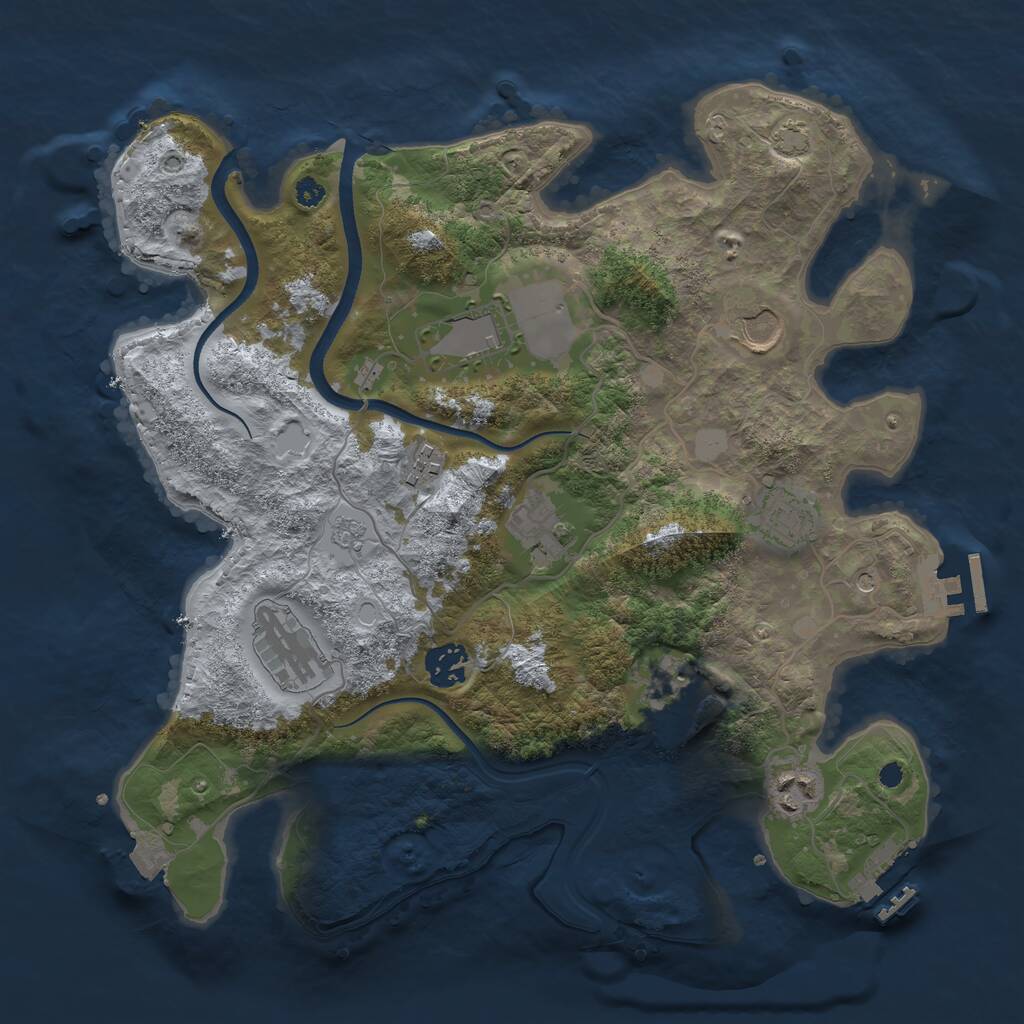 Rust Map: Procedural Map, Size: 3500, Seed: 840255869, 15 Monuments