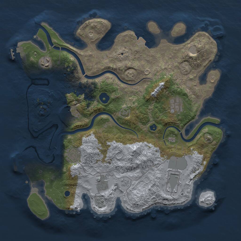 Rust Map: Procedural Map, Size: 3500, Seed: 10151543, 13 Monuments