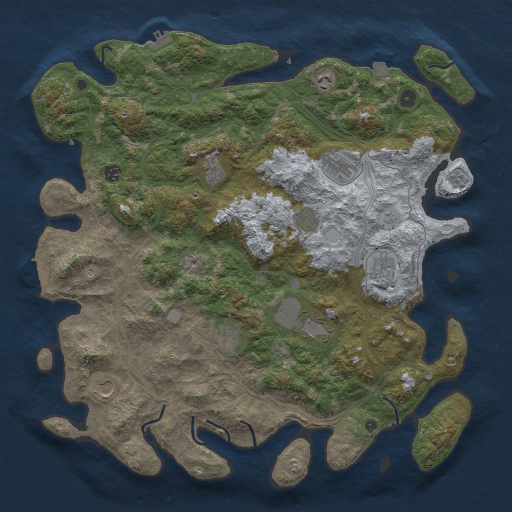 Rust Map: Procedural Map, Size: 4500, Seed: 518308957, 18 Monuments
